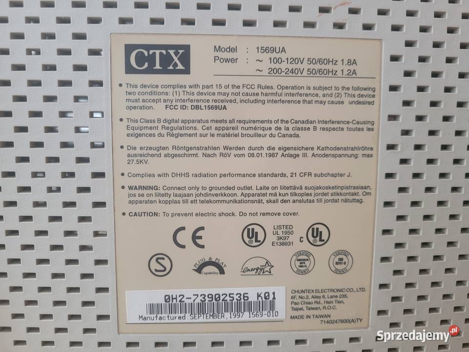 Monitor CTX 1569UA Kraków sprzedam