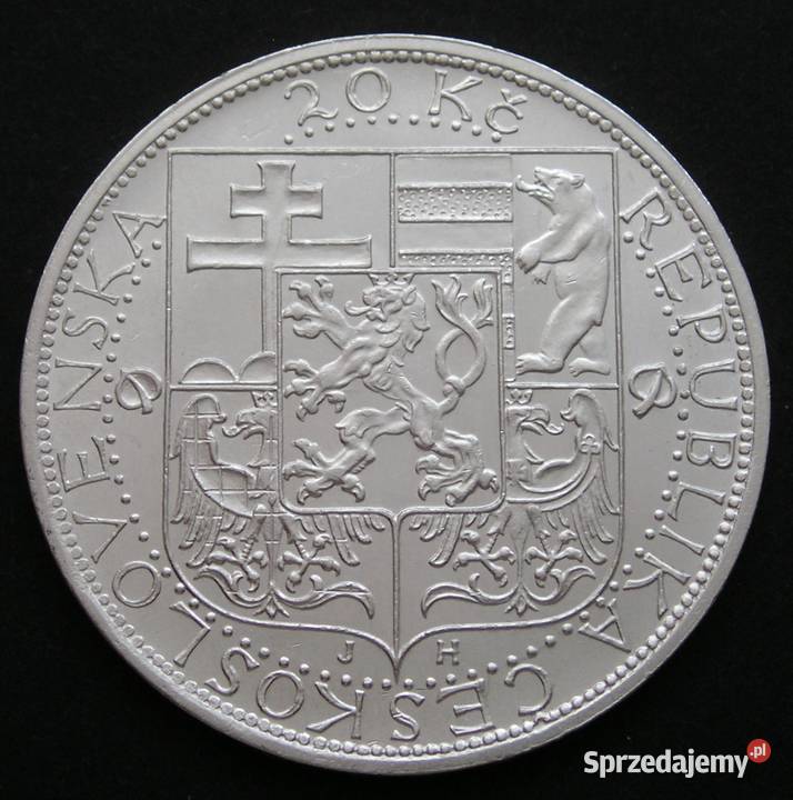 Czechosłowacja 20 koron 1937 Tomasz Masaryk Łódź