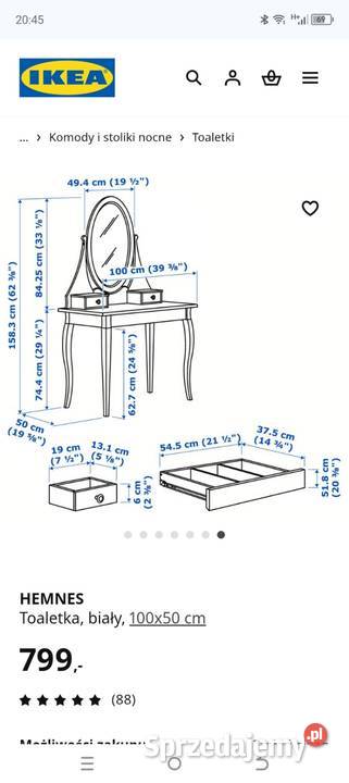 Toaletka biała Ikea HEMNES Biała Rawska