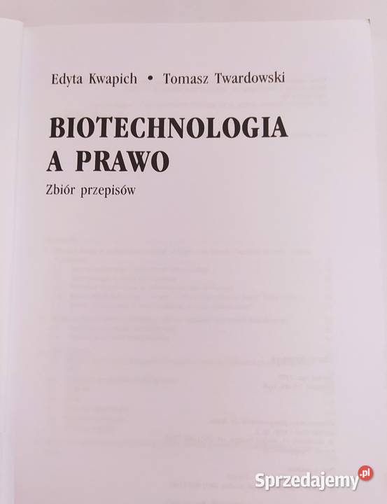 BIOTECHNOLOGIA A PRAWO zbiór przepisów Hajnówka