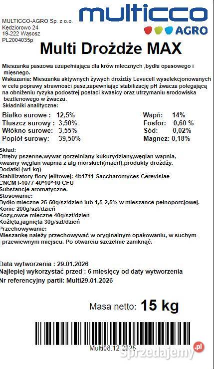 Multi Drożdże 15 Levucell SC Krów Karmy i pasze Olszewo-Góra