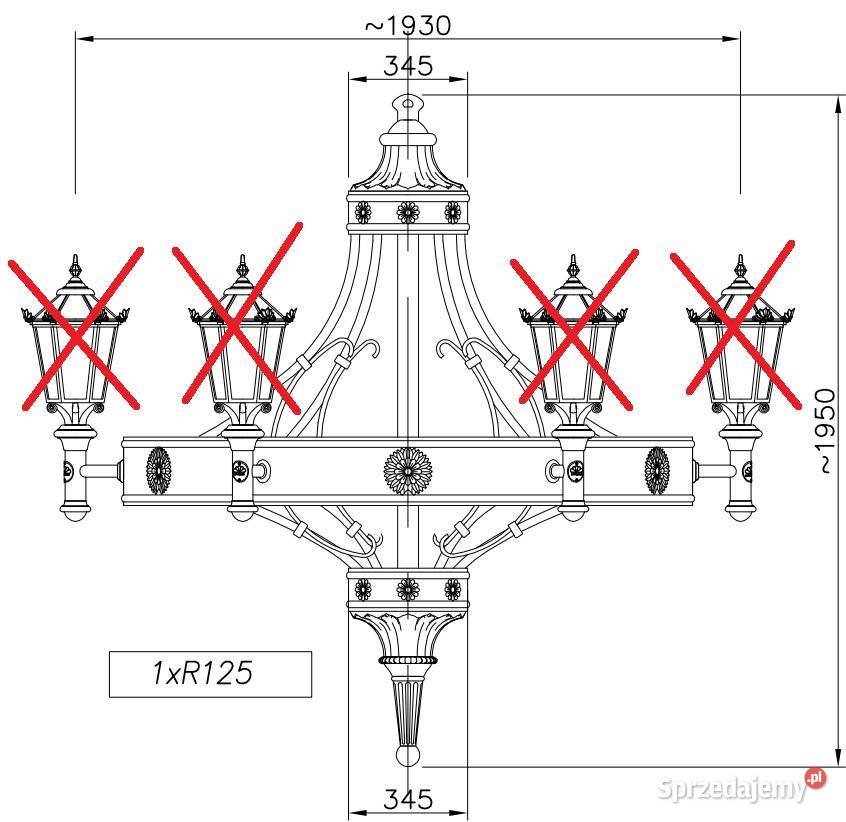 Duży żyrandol pałacowy metalowy czarny Lampy wiszące Straszyn