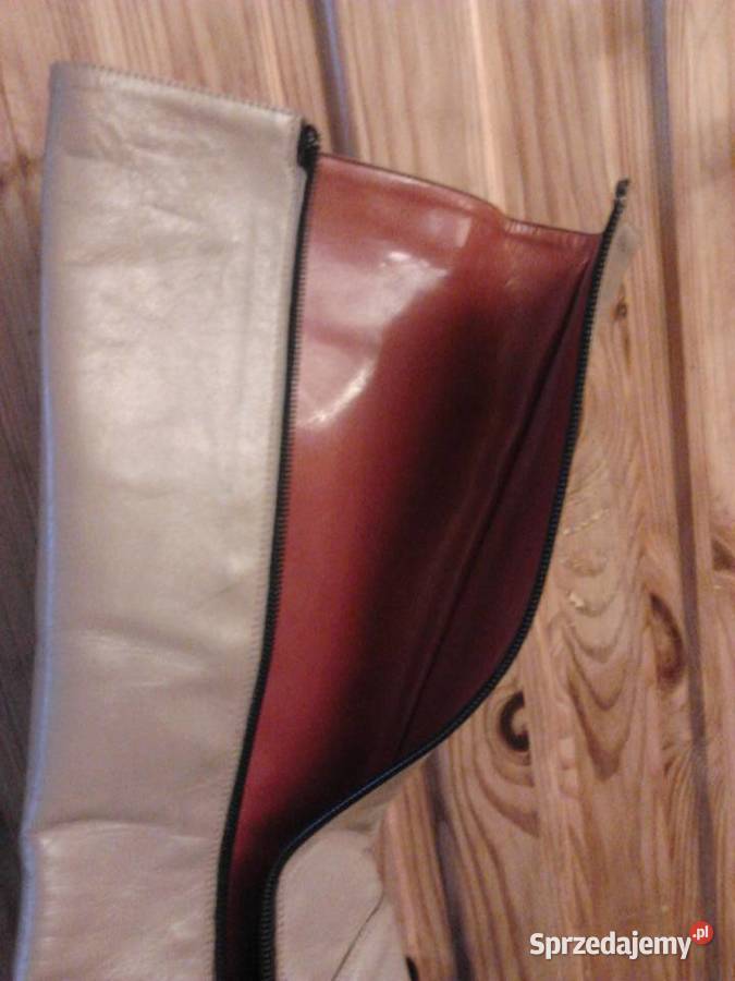 Nude skórzane cieliste kozaki r 40 stabilny