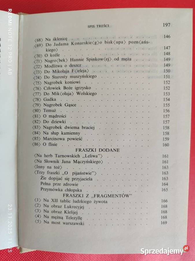 J Kochanowski Fraszki Biblioteka Narodowa BN Katowice sprzedam