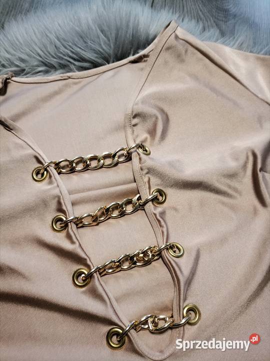 Sukienka beżowa złote łańcuszki Spódnice i sukienki Kłodzko