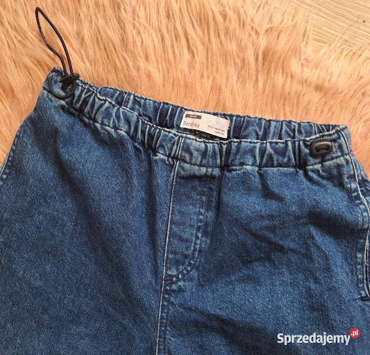Spodnie jeansy ciemne szerokie cargo Bershka 34 Kraków