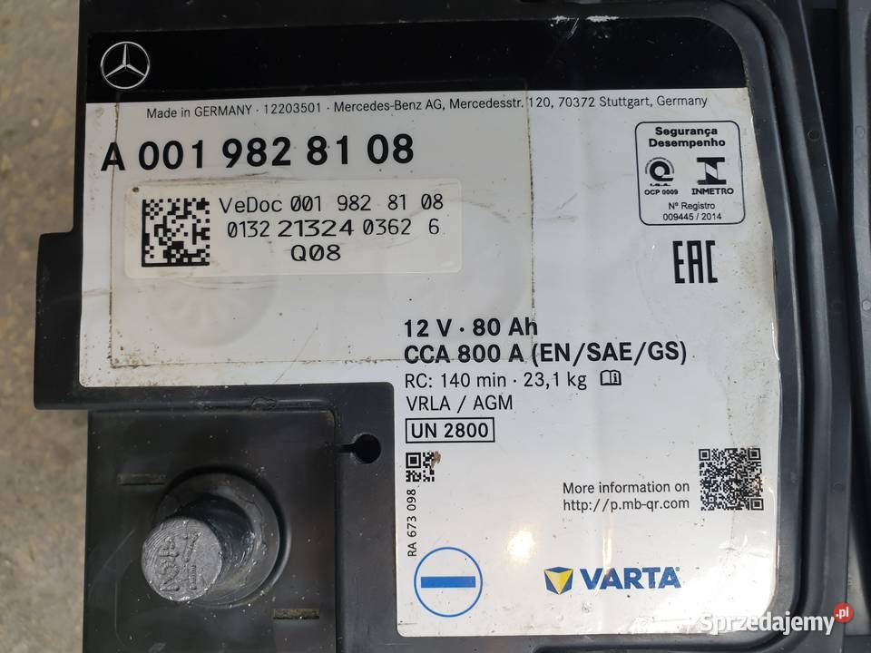 Akumulator Varta AGM 12V80Ah 800A Oryginał osobowe