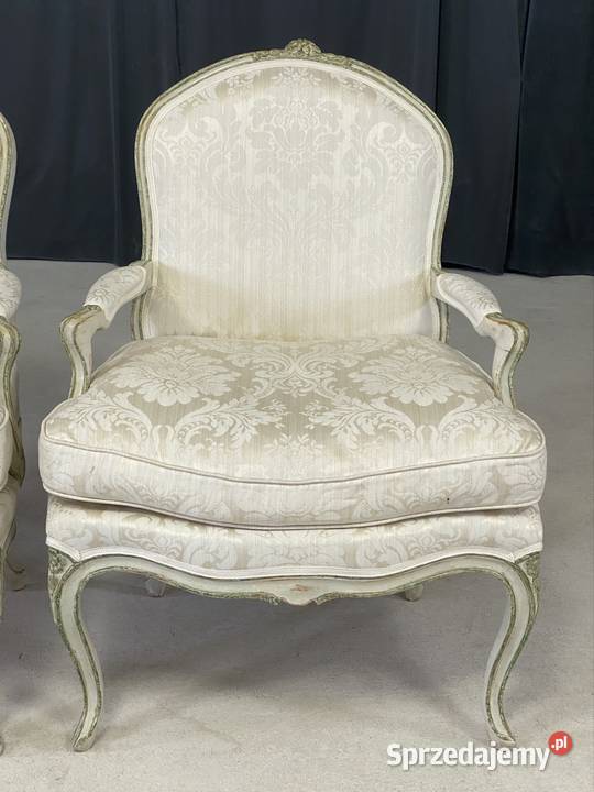 Para foteli francuskich Ludwik XV tapicerowane