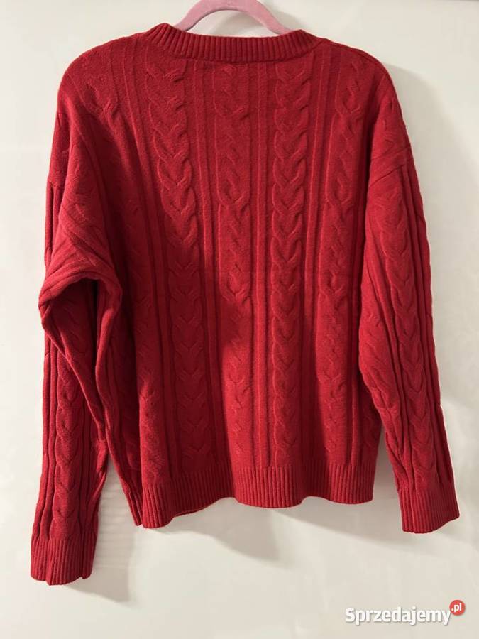Śliczny czerwony sweter XXL Wkładane przez głowę  Warszawa