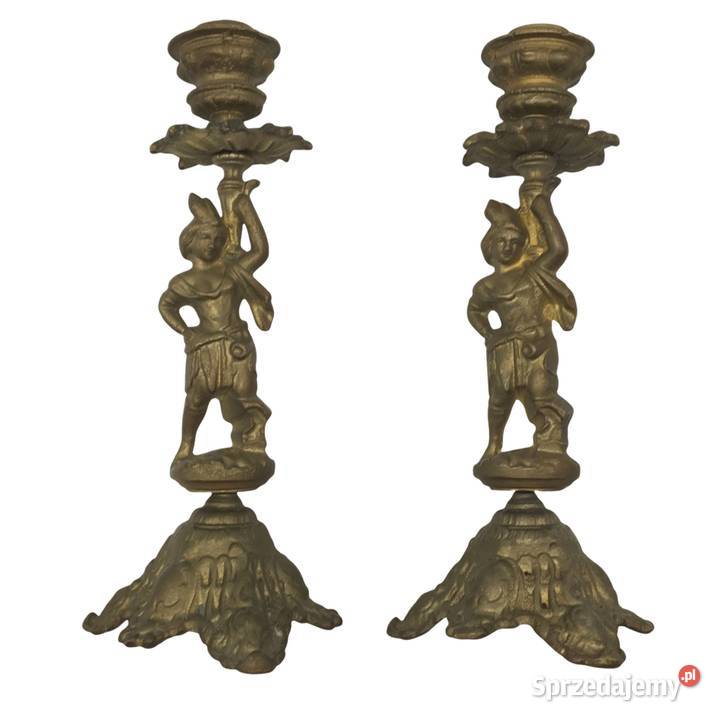 Stare mosiężne świeczniki komplet Pozostałe małopolskie Kraków