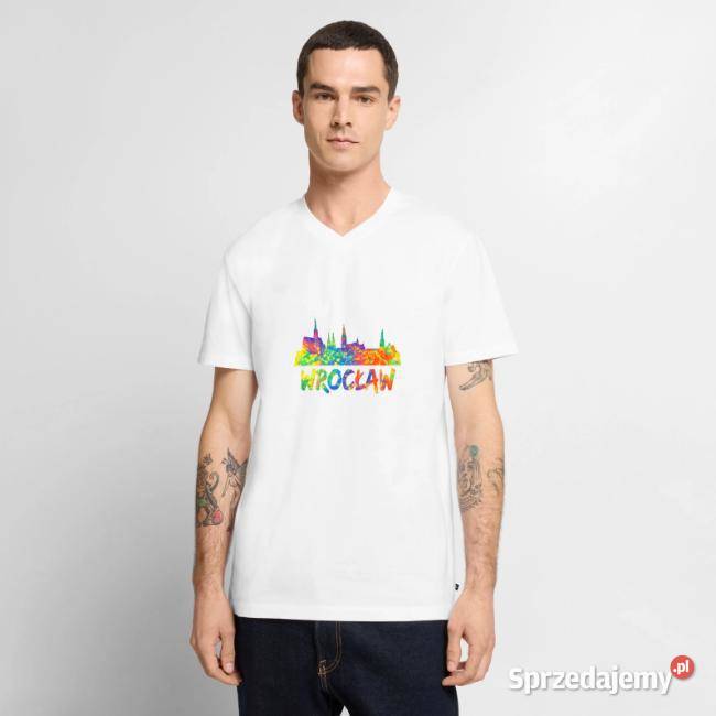 Ekologiczna męska koszulka z dekoltem w serek Kraków