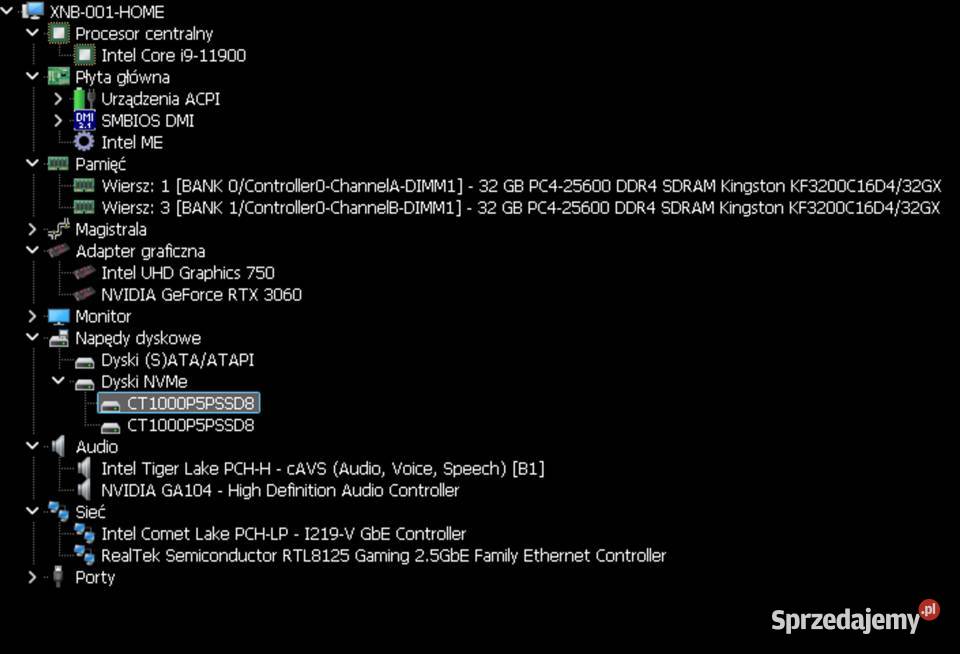Mocna stacja robocza i911900NVIDIA GeForce RTX Pamięć RAM 64 Kraków