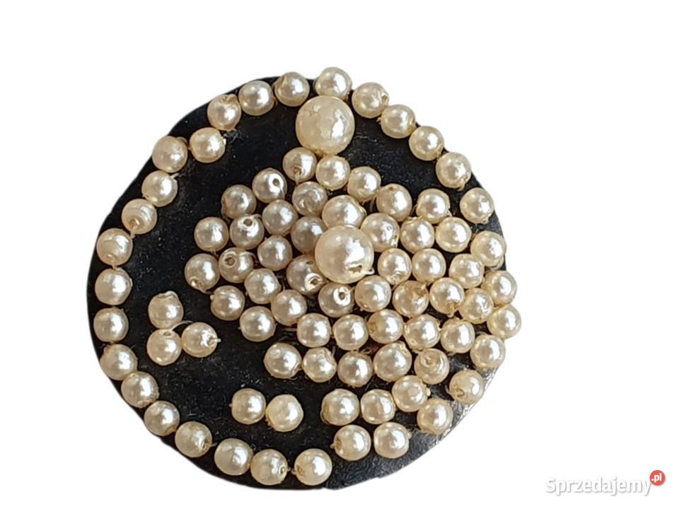 Stara zapinka przypinka oznaka brożka z perłami śląskie Cieszyn