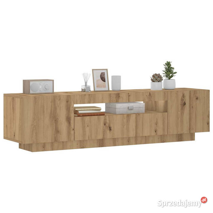 Szafka pod TV z oświetleniem LED dąb artisan