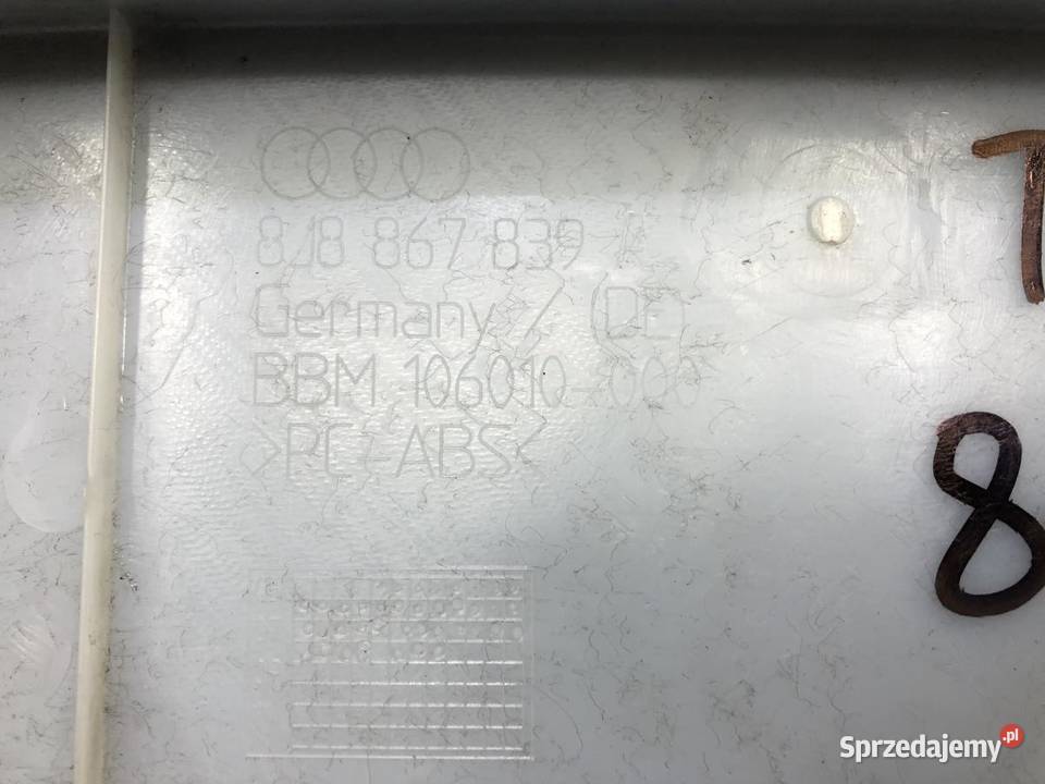 LISTWA OSŁONA PODSUFITKI AUDI TT 8J 8J8867839 Części samochodowe