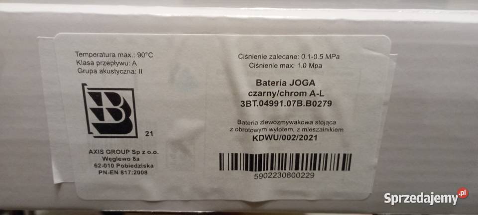 Bateria zlewozmywakowa Joga czarny chrom Axis Tychy