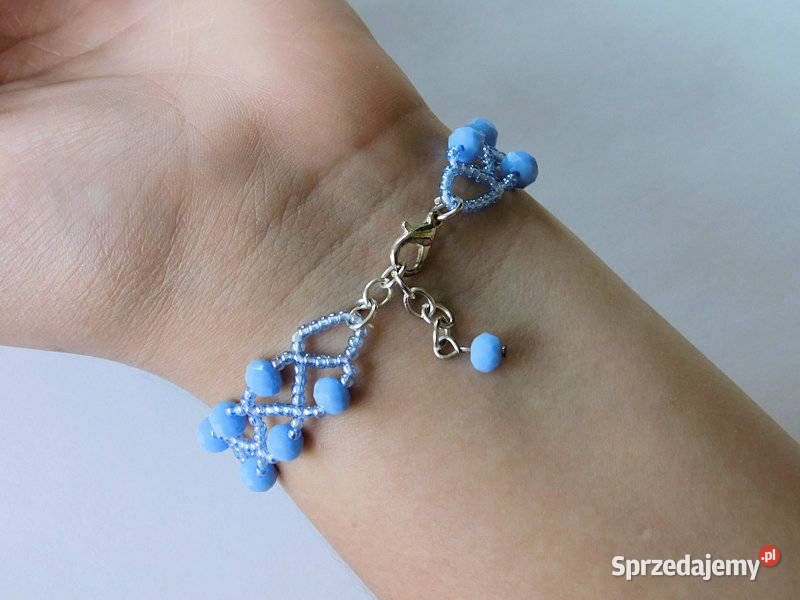 Bransoletka z kryształków rękodzieło blękit Dębogórze