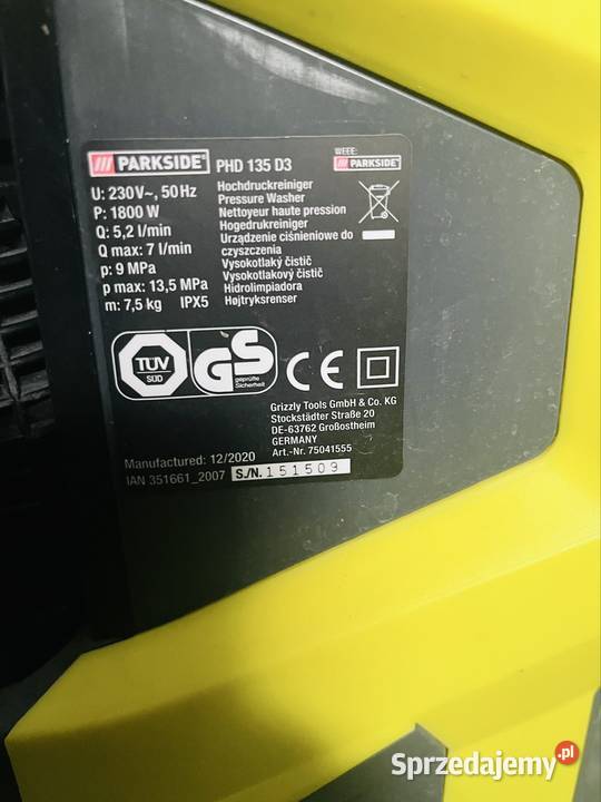 Myjka ciśnieniowa Parkside PHD 134 D3 Kluczbork