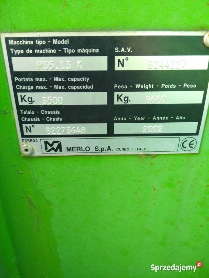 Ładowarka teleskopowa Merlo P3513 Rok produkcji 2002 Siedlce