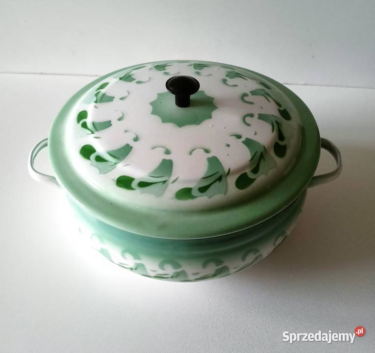 Garnek waza emaliowana z PRL vintage inny kolor Łódź