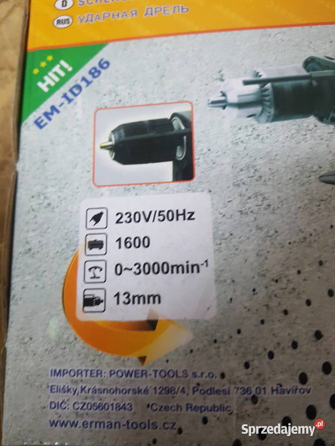 WIERTARKA udarowa 1600 W Erman 2 główki zNiemiec Głogowa