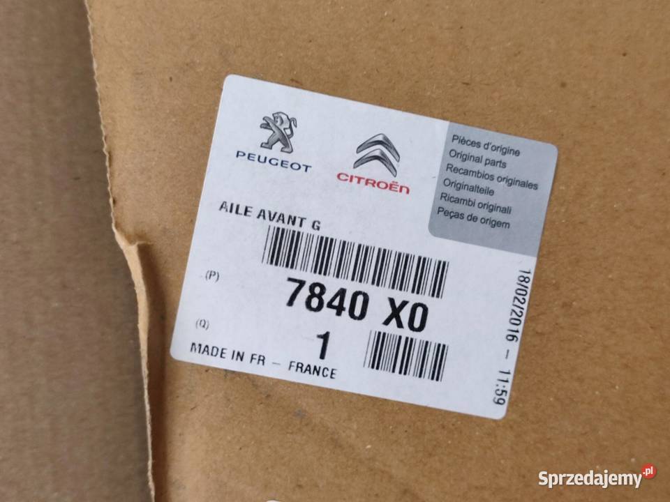 BŁOTNIK LEWY PRZÓD CITROEN C3 PICASSO SH 2009 osobowe