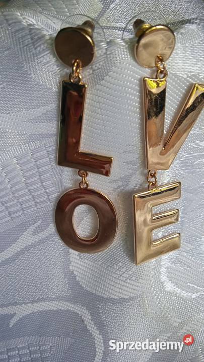 EFEKTOWNE KOLCZYKI ZŁOCONE Z TEKSTEM pozłacane Piła