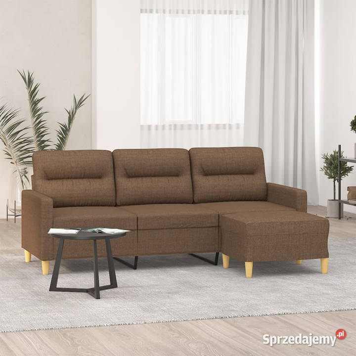 3osobowa sofa z podnóżkiem brązowy 180 tkaniną Warszawa sprzedam