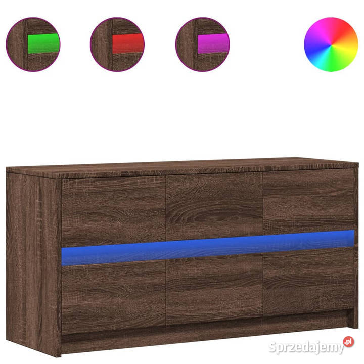 Szafka pod TV z LED brązowy dąb 100x34x50 Warszawa