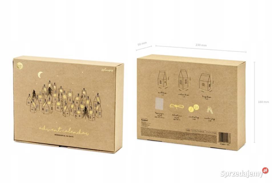 Kalendarz Adwentowy Domki z Papieru Kraft 24