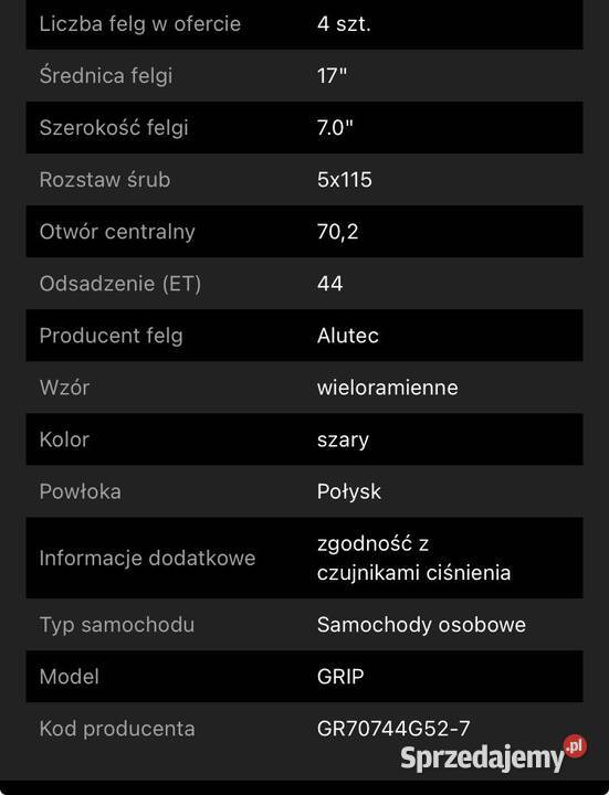 Alufelgi Alutec Grip graphite 7jx17 5x115 ET44 Przemyśl