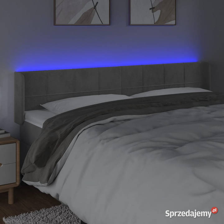Zagłówek do łóżka z LED jasnoszary 183x16x7888 Warszawa