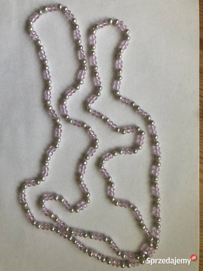 Długie korale perłoworóżowe Dla kobiet Gdańsk