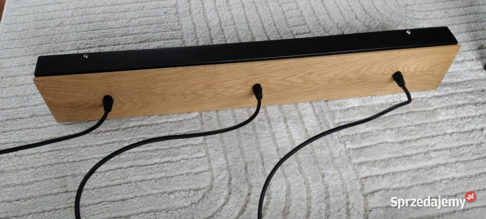 Lampa sufitowa wisząca 3 żarówki drewno dąb Lampy wiszące