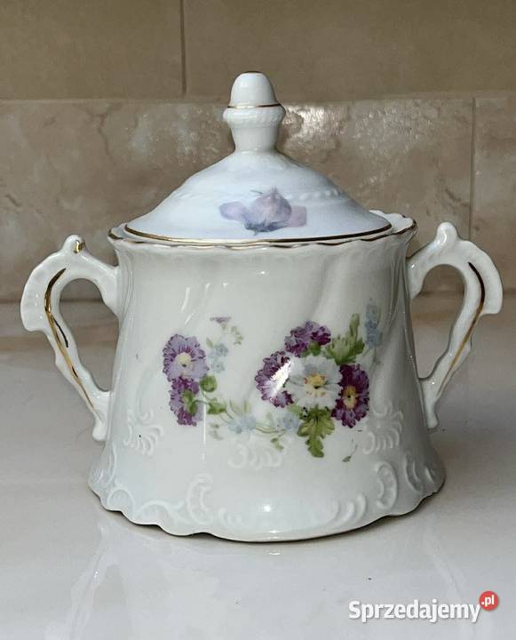 Cukiernica duża Secesja Z białej porcelany Gdańsk