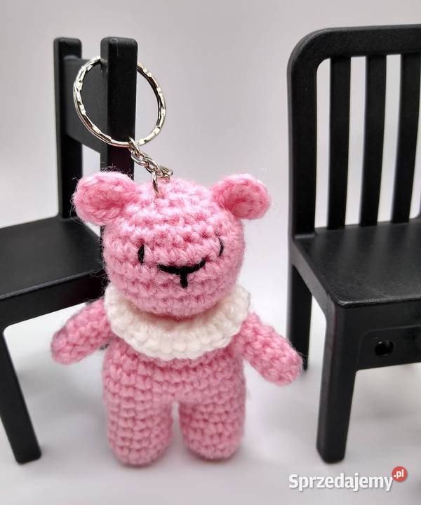 Brelok Miś Bear Różowy Crochet Handmade Gdańsk