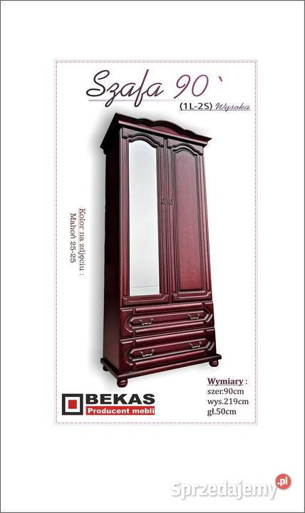 Stylowa Szafa 90 z Lustrem Dąb Bejcowany na 216cm Warszawa