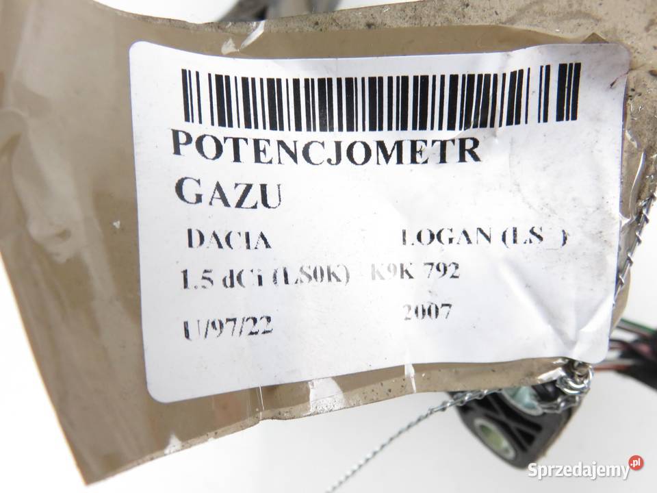 POTENCJOMETR GAZU DACIA LOGAN 15 dCi 8200386506B Potencjometry