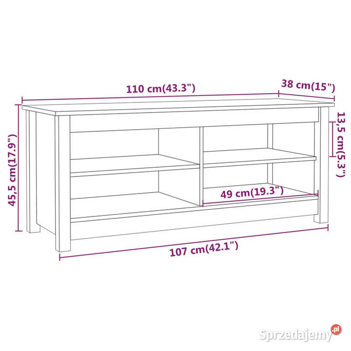 Szafka na buty miodowy brąz 110x38x455 drewno Warszawa sprzedam