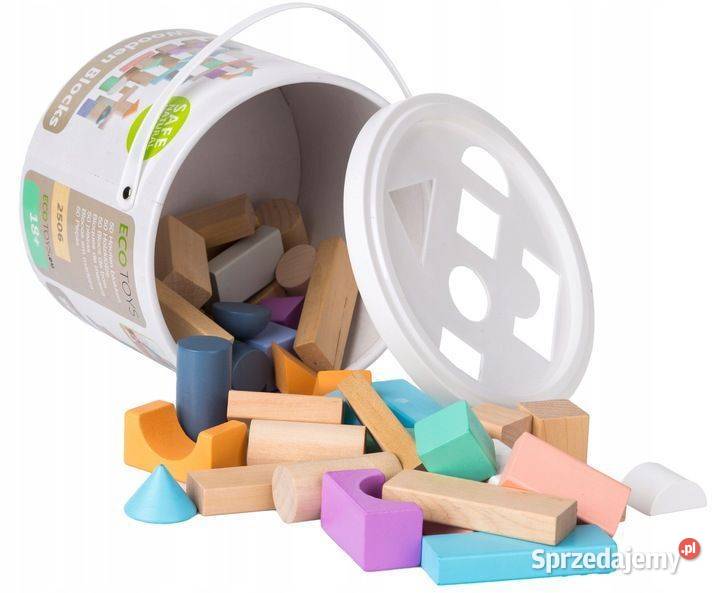 Drewniane klocki 50 wiaderko sorter Ecotoys