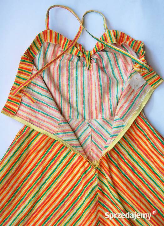 Sukienka vintage paski bawełna VDN Szwecja 60 70 Lublin