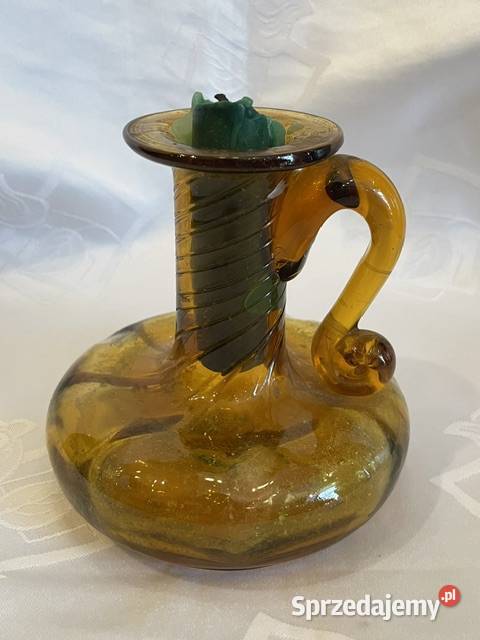 Szklany świecznik kaganek Huta Laura Tarnów małopolskie Kraków