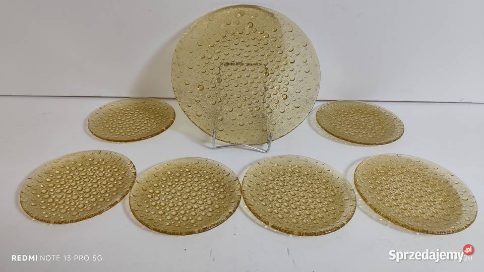 Talerze ASTEROID DROST Szkło Ząbkowice komplet Wiązów