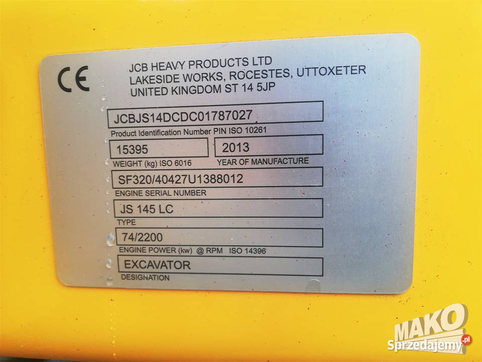 Koparka gąsienicowa JCB JS145LC 2013r 15t CAT Ostrowiec Świętokrzyski sprzedam