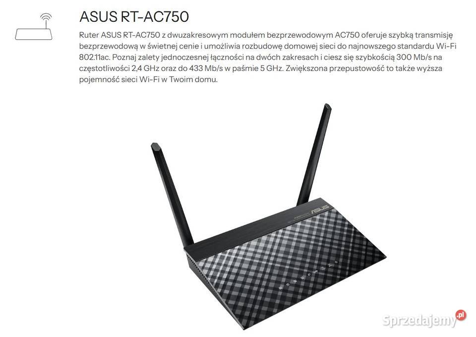 Router ASUS RTAC750 750Mbs abgnac USB nowy FastEthernet 100Mbit Warszawa