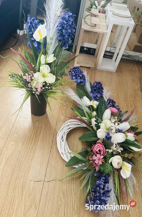 Dekoracja nagrobna na wiklinowym wianku handmade Przysucha sprzedam