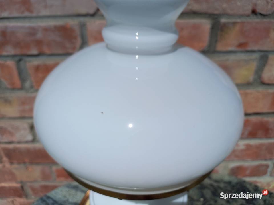 Lampka Lampa szklana biała Stołowa Nocna