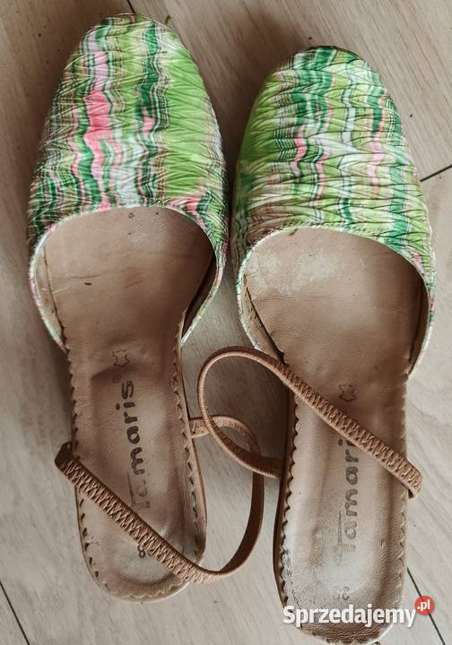 Sandałki pistacjowe z oryginalnym marszczeniem Gdańsk sprzedam