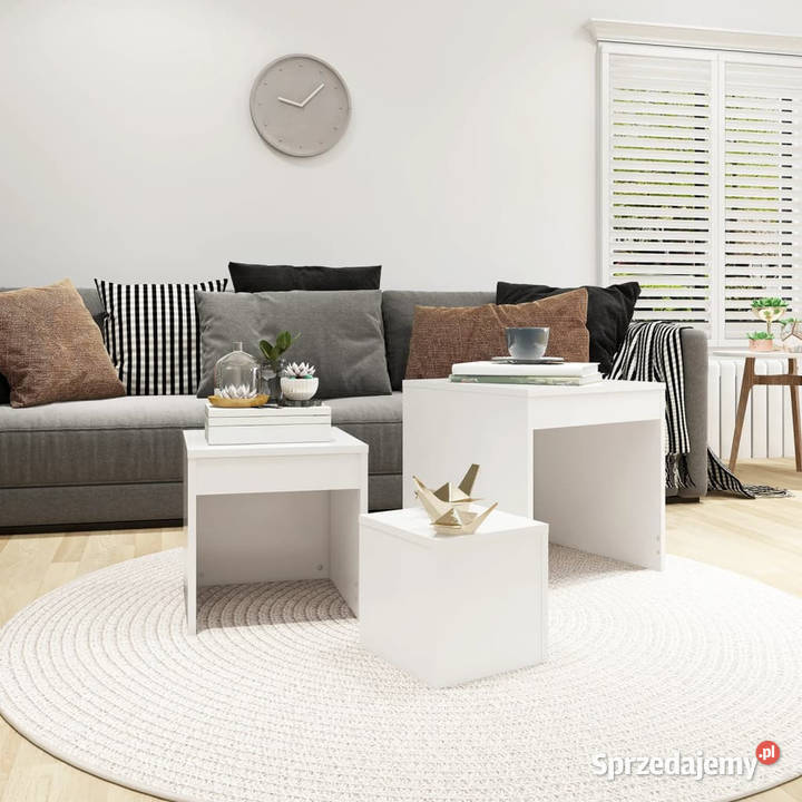 Stoliki wsuwane pod siebie 3 białe WM808594 Warszawa sprzedam
