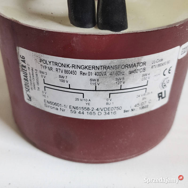 Transformator toroidalny Sedlbauer RTV 860450 80 podkarpackie sprzedam